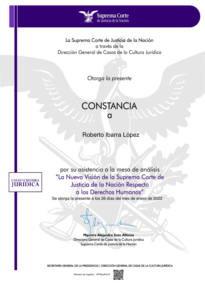 Constancia SCJN Derechos Humanos