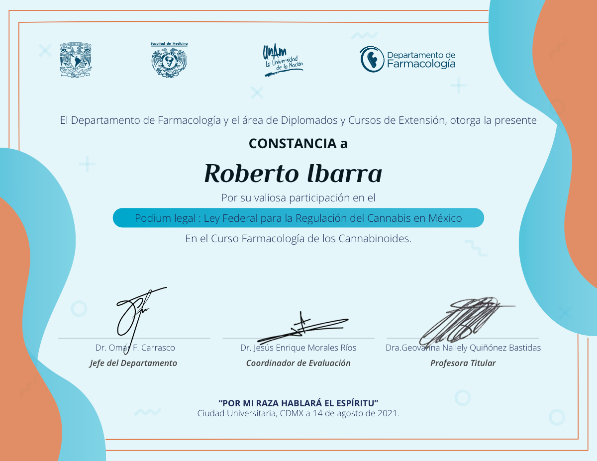 Constancia UNAM Cannabis